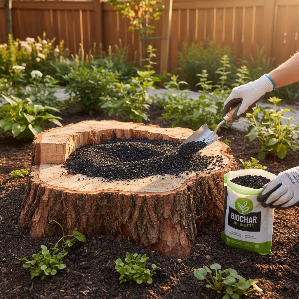 Featured image for Biochar Stump Treatment Stops 95% of Regrowth Naturally