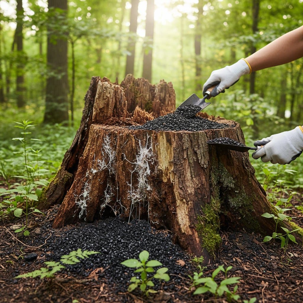 Biochar Breaks Down Stumps in 3 Weeks Naturally