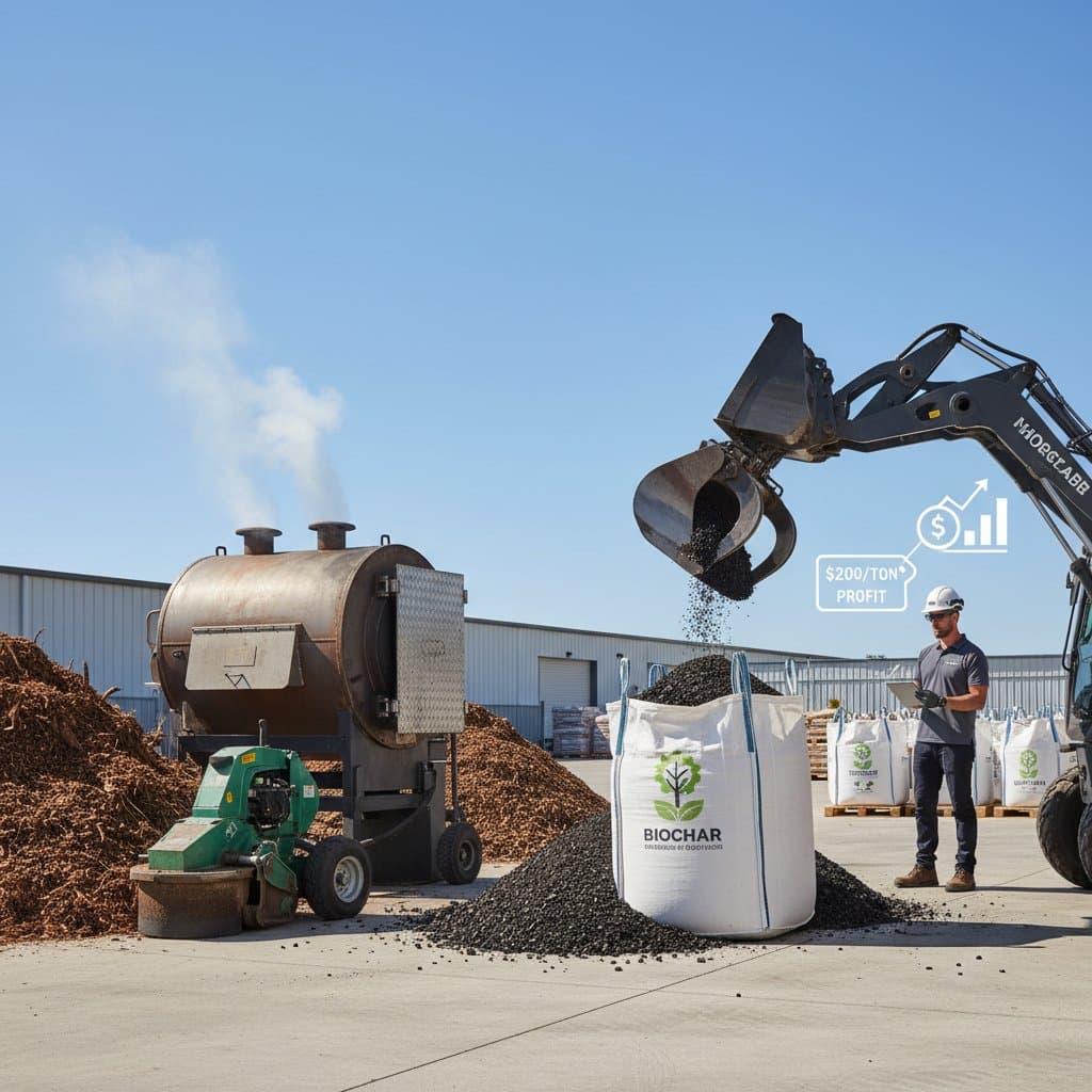 Stump Grindings to $200/Ton Biochar Profit