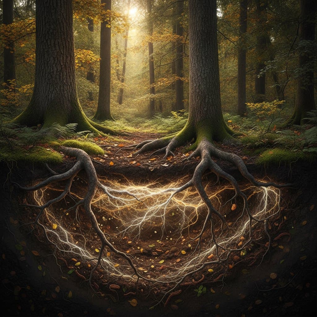 How Trees Share Nutrients Through Underground Fungal Networks