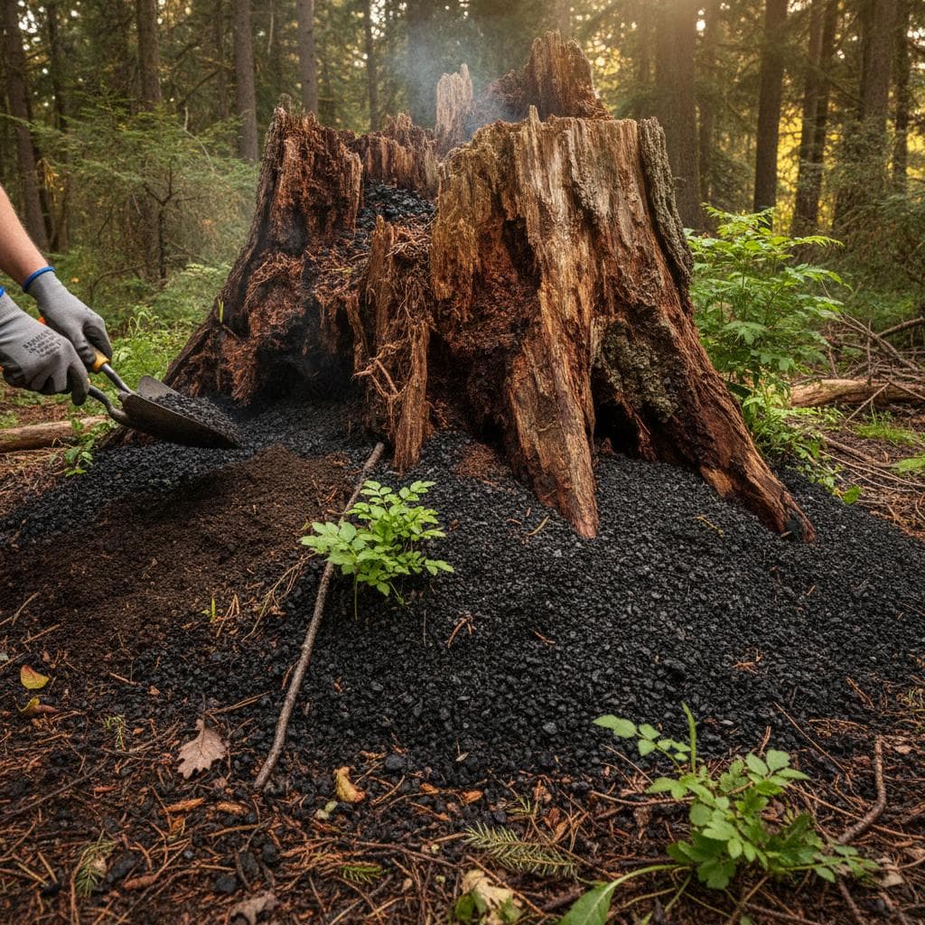 Biochar Breaks Down Stumps Three Times Faster